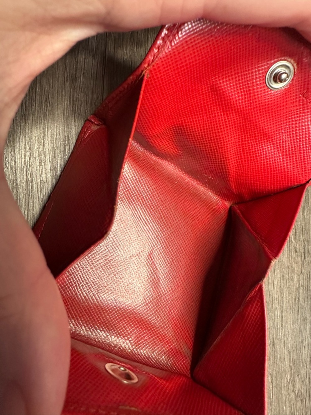 Prada red Saffiano leather wallet/coin pouch. - Picture 3 of 3
